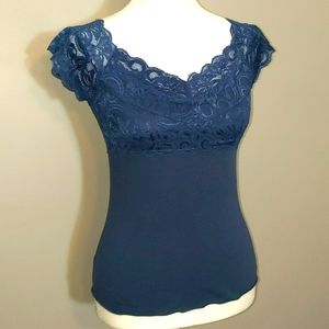Lace Adorned Stretch Top